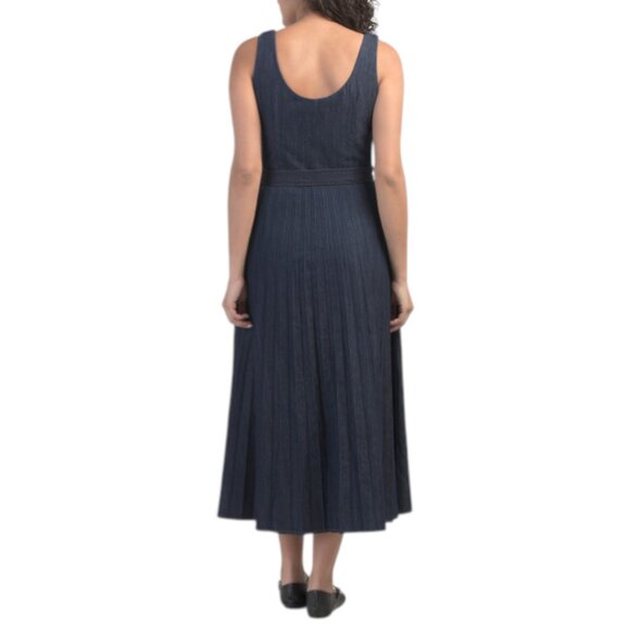 LINEA MODA Denim Pleated Maxi Dress - Picture 2 of 2
